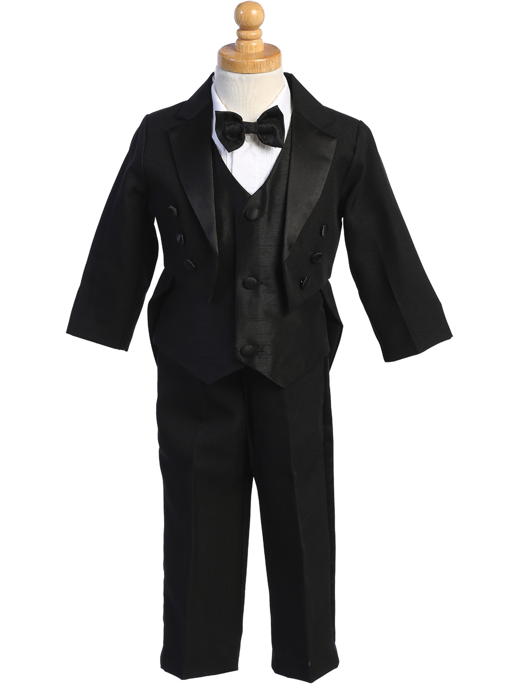 7540B-A BLK Black Tail tuxedo with vest & bowtie - Suits & Tuxedos