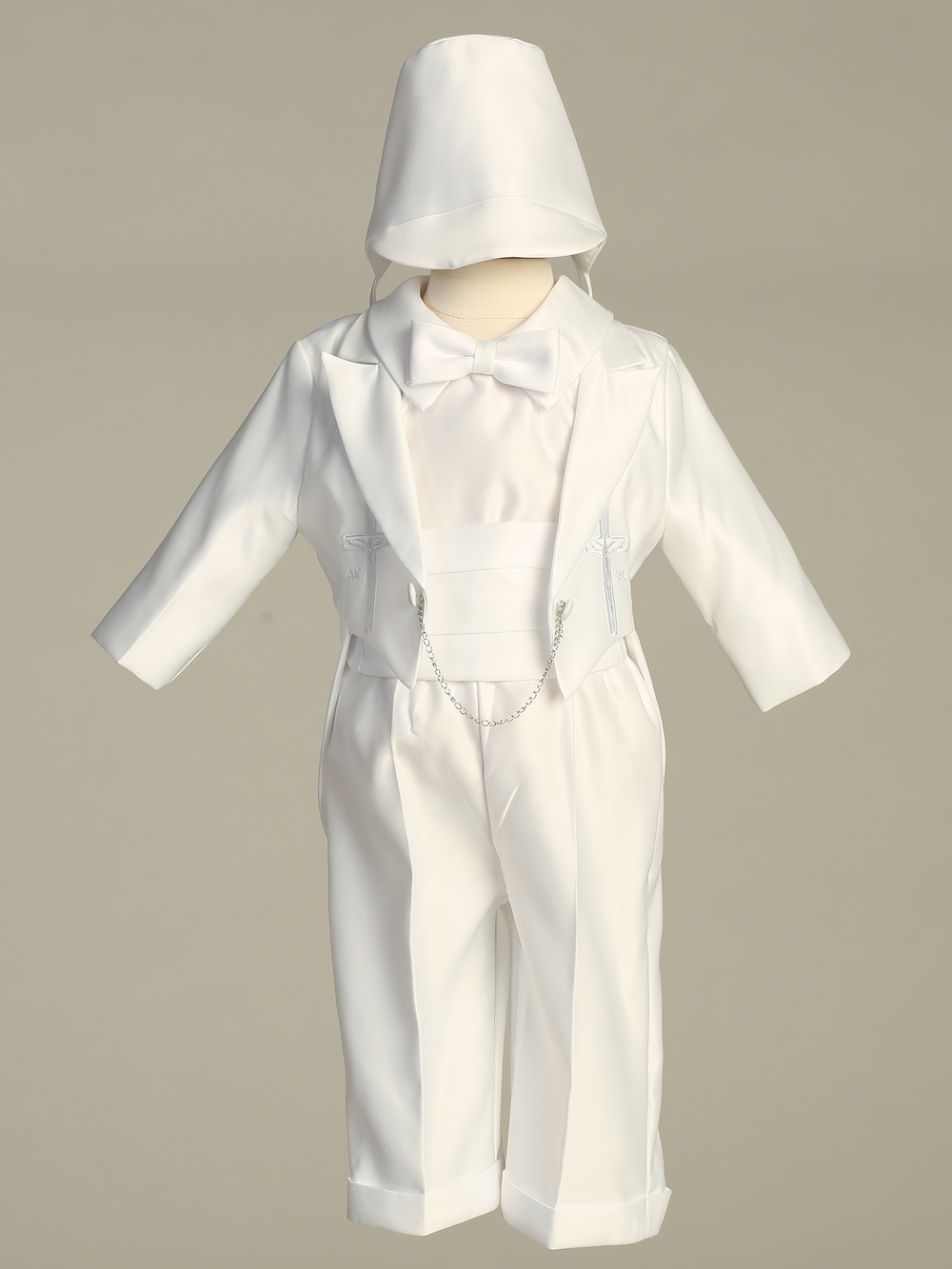 8800A WHT Round tail satin tuxedo set - Boys