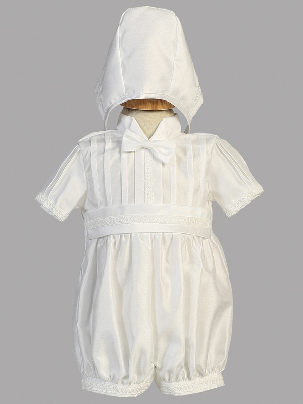 8820 WHT Lito Shantung romper set - Boys