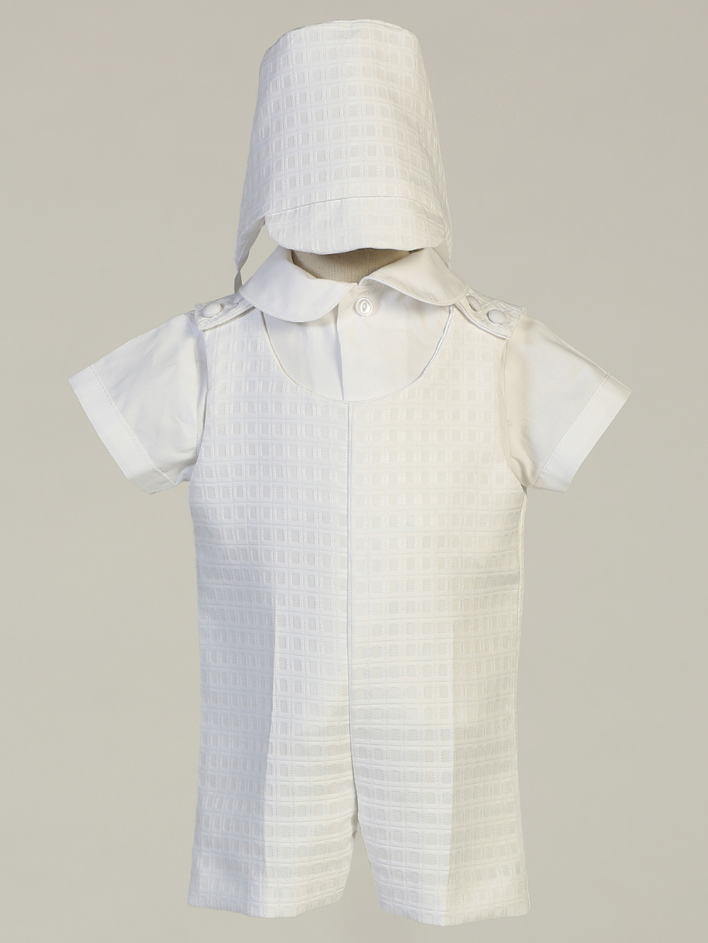 COLE WHT Polyester checkered overall romper set - Boys