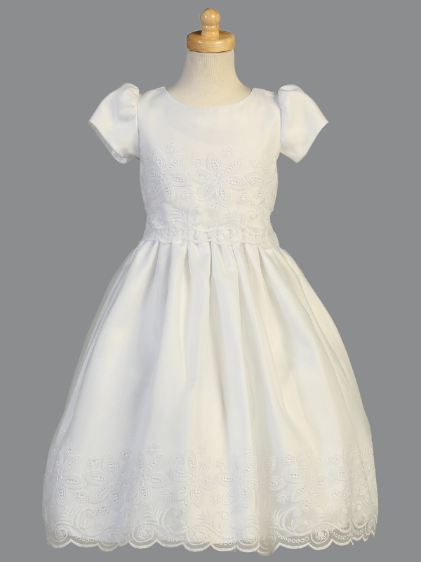 SP147X WHT Floral embroidered organza - Dresses