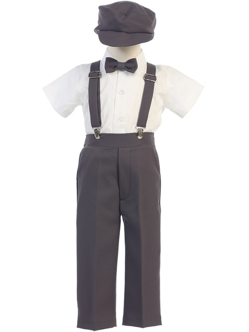 Suspender pant set with short sleeve shirt by Lito