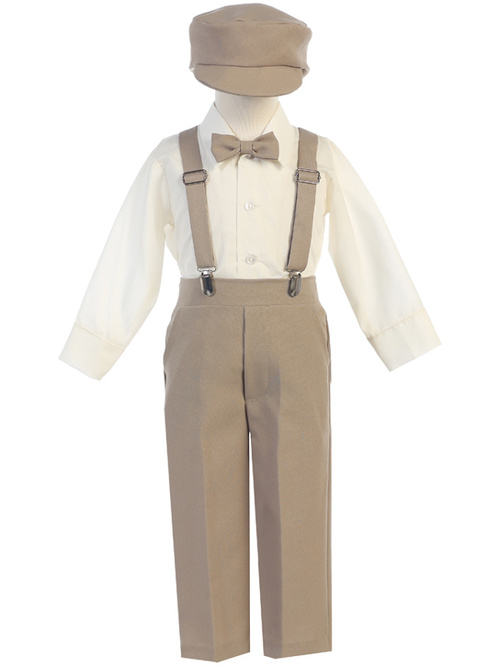 Suspender pant set with long sleeve shirt by Lito