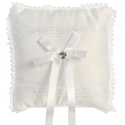 Ring Bearer pillow - satin with lace trim by Lito