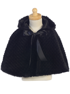 Faux fur cape with hood