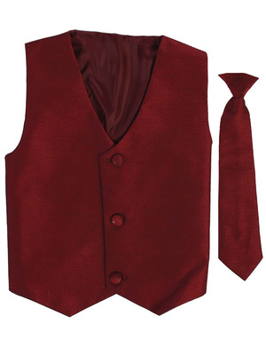 Poly silk vest & clip-on necktie