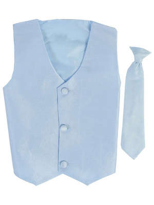 Poly silk vest & clip-on necktie