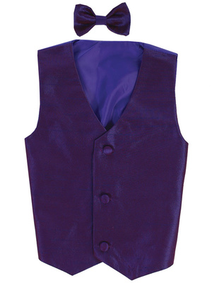 Poly silk vest & clip-on bowtie