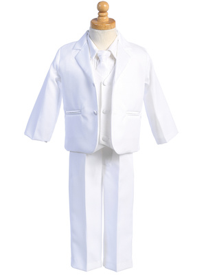 Two-button WHITE dinner jacket tuxedo with vest & necktie