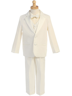Two-button IVORY dinner jacket tuxedo with vest & bowtie
