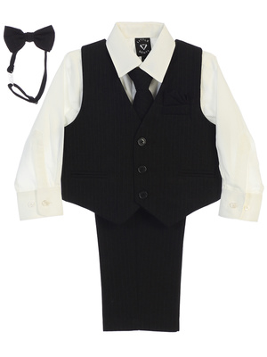 Black pin-striped vest & pant set