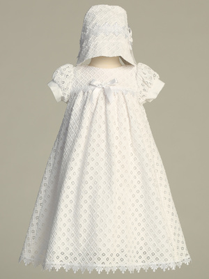 Embroidered Cotton eyelet dress - Diamond pattern