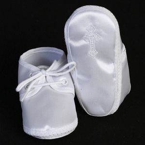 Boys satin bootie with embroidered cross