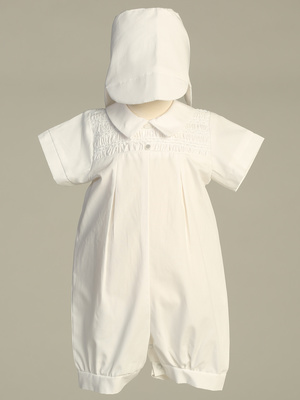 Cotton romper with smocking