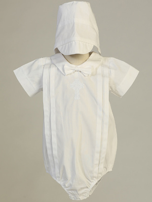 Cotton romper set with embroidered Celtic cross