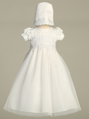 Satin with lace trim & French dot tulle