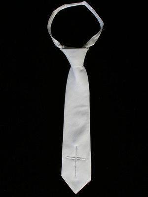 Zipper tie with embroidered cross