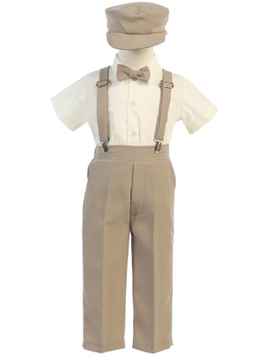 Suspender pant set with short sleeve shirt