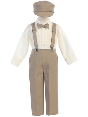 Suspender pant set with long sleeve shirt