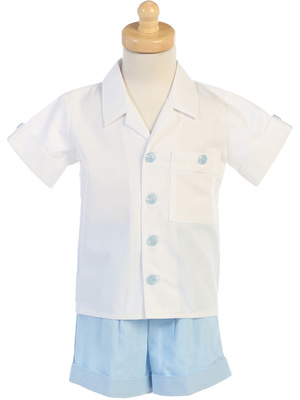 Poly cotton shirt with rayon linen shorts