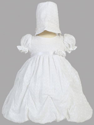Poly Cotton jacquard gathered dress