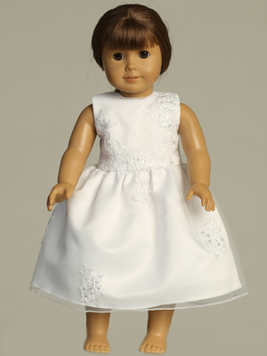 Doll dress - Corded embroidered tulle with pearls & sequins