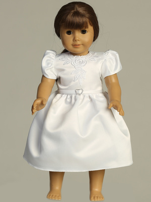 Doll dress - Satin with Embroidered lace trim