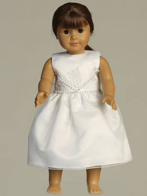 Doll dress - Satin with Embroidered lace & rhinestone trim & Tulle