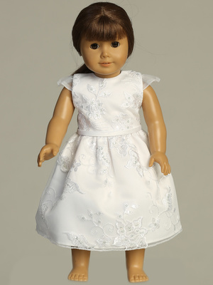 Doll dress - Embroidered tulle with sequins