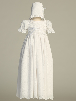 Embroidered Cotton eyelet long gown