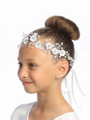 Floral headpiece with Rhinestones and Pearl accents