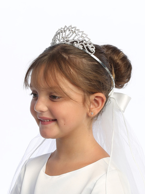 24" Veil on Rhinestone Tiara