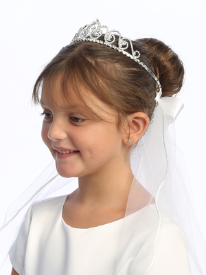 18" Single layer Veil on Rhinestone Tiara