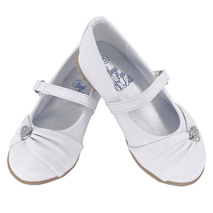 Girl's flat shoes with rhinestone heart and strap